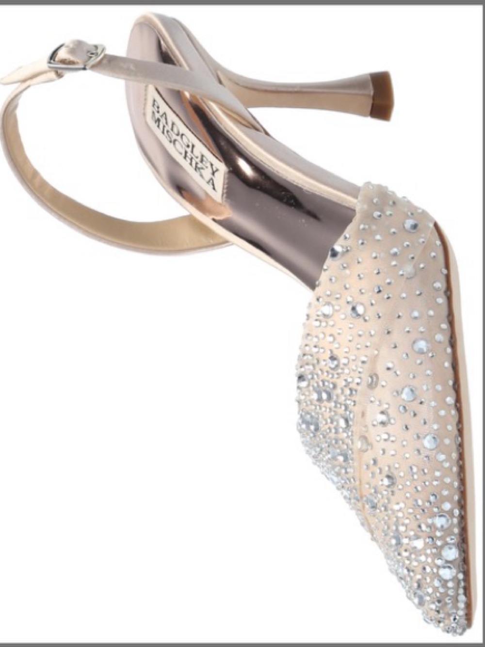 Badgley Mischka Nude Crystal-Embellished Slingback Pumps